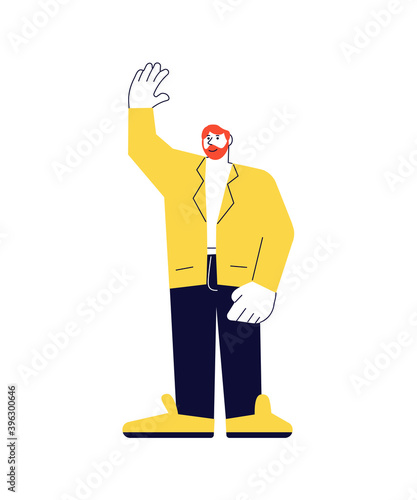 Caucasian man standing and saying hello vector
