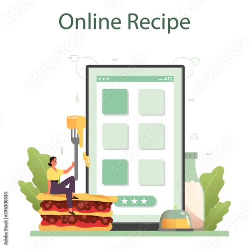 Tasty lasagna online service or platform. Italian delicious cuisine