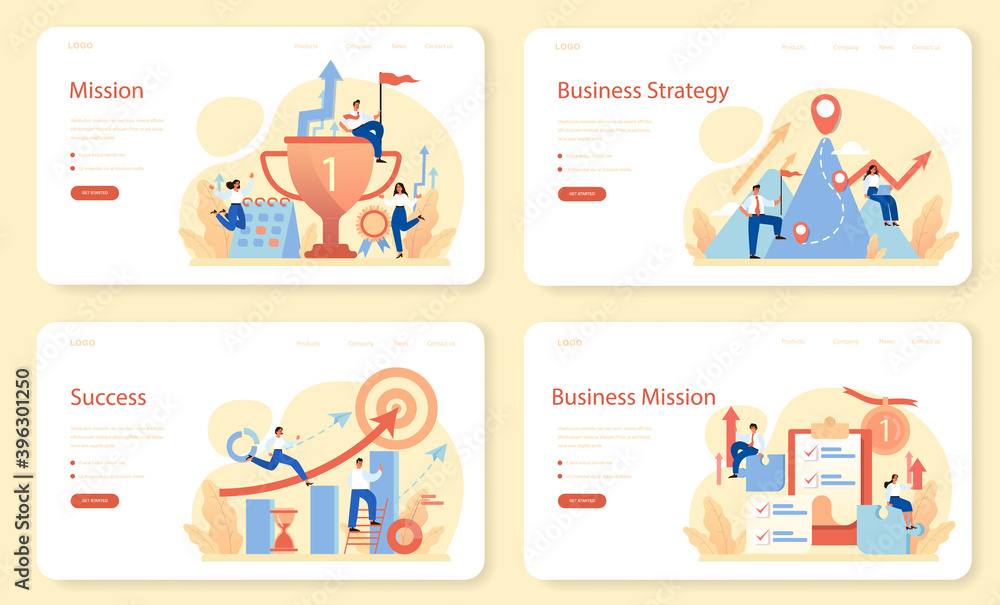 Brand mission web banner or landing page set. Start up development Brand mission web banner or landing page set. Start up development
