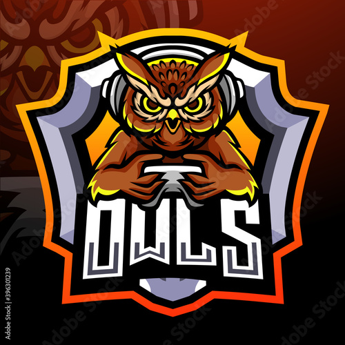 Owl bird esport logo mascot design