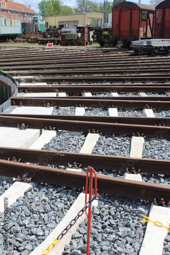 Rangiergleise, Schienen am Eisenbahn Drehkreuz photo