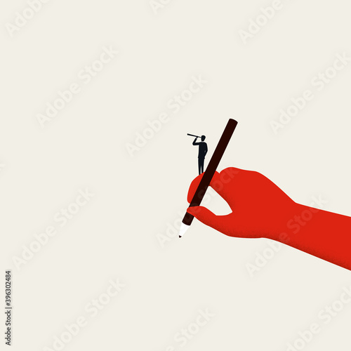 Business contract sign act vector concept. Minimal art design style. Business vision, negotiation, closing deal.