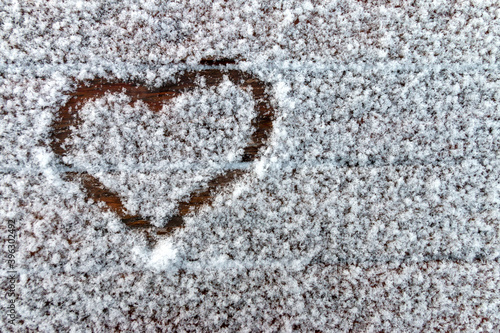 heart on white frost  copy space