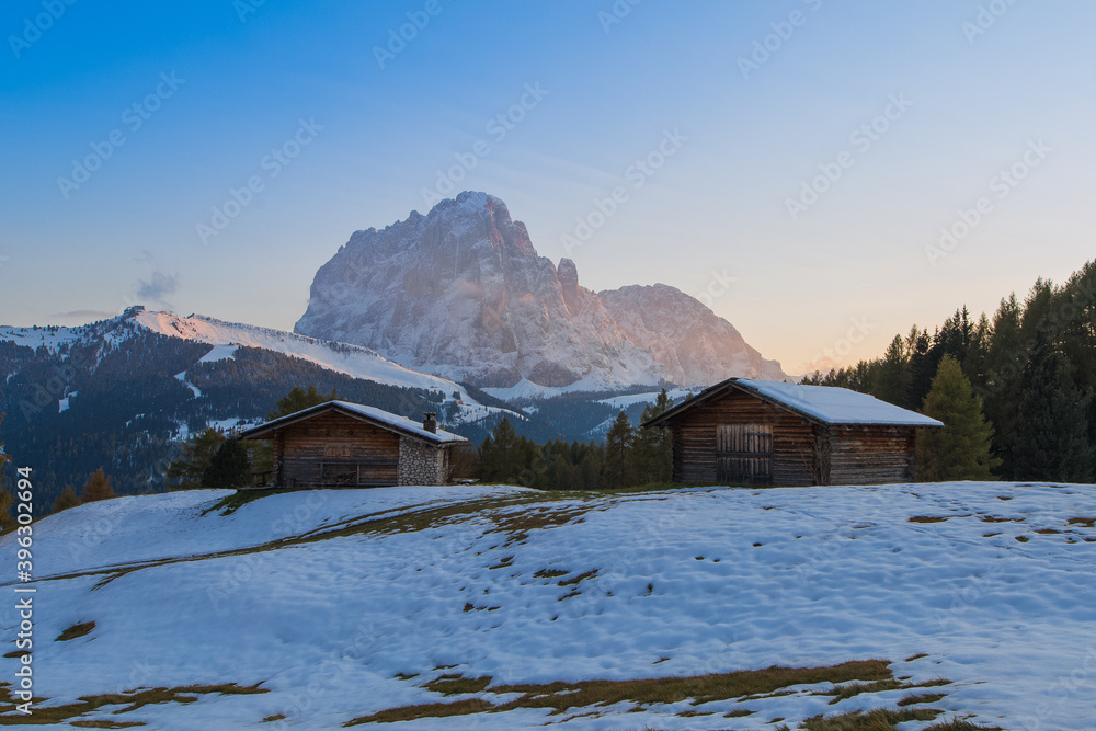 The sunset in the Dolomites