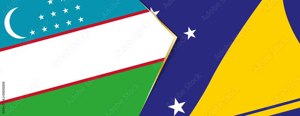 Uzbekistan and Tokelau flags, two vector flags. Uzbekistan and Tokelau flags, two vector flags.