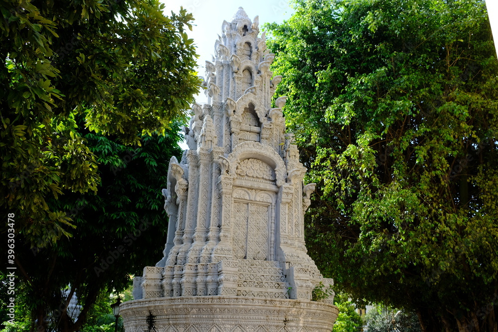 Cambodia Phnom Penh - Botumvatey Pagoda white pagoda in garden area