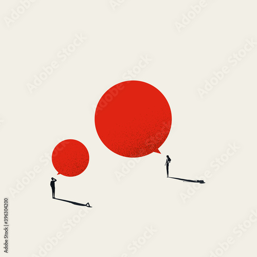 Business woman strong leader vector concept. Powerful voice vs man. Gender issues symbol. Emancipation and feminism.