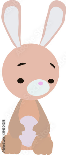 cute rabbit in a dress toy for children, vector drawing, isolated on white