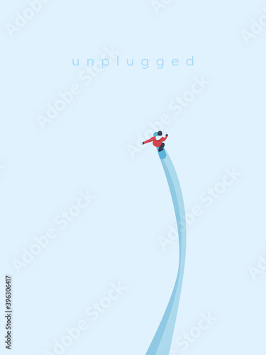 Snowboard rider making line in snow vector concept. Symbol of freedom, unplugged lifestyle.