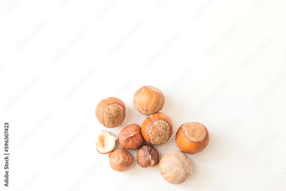 Hazelnut on a white background. Hazelnut on a white background.