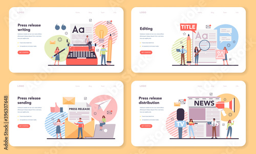 Press release web banner or landing page set. Mass media