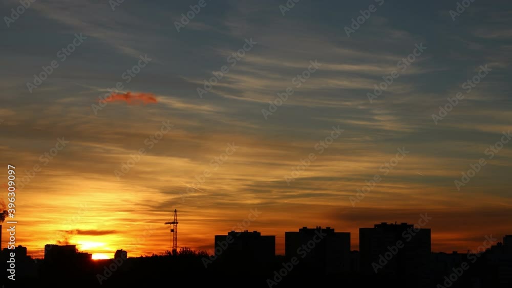 Beautiful sunset over city, time lapse Beautiful sunset over city, time lapse