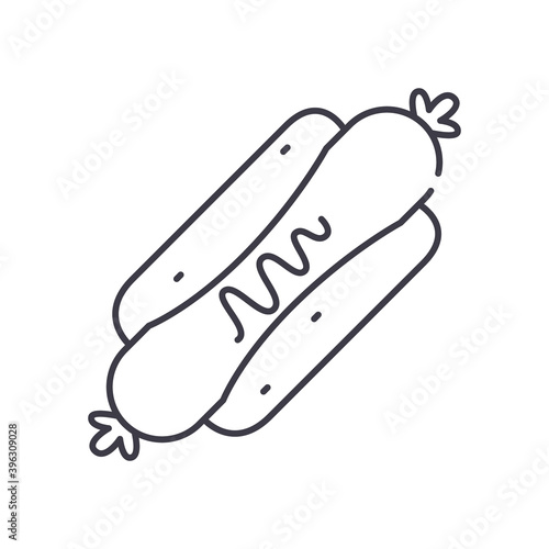 Hot dog icon, linear isolated illustration, thin line vector, web design sign, outline concept symbol with editable stroke on white background.