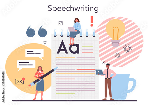 Storytelling concept. Professional speechwriter or journalist. Idea of creative