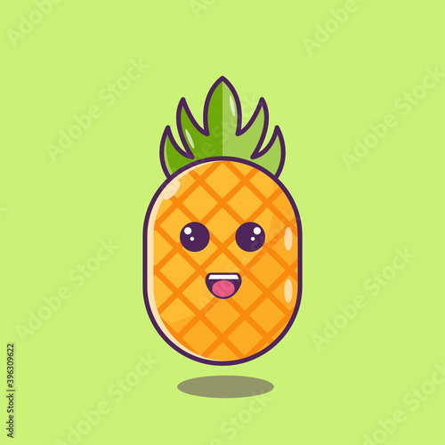 cute pineapple fruit, fruit theme, perfect for your business, stickers, emoticons, vector eps 10