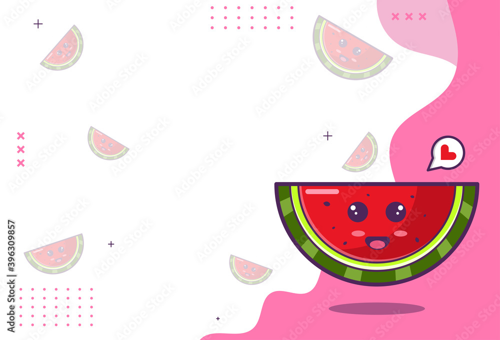 modern background cute watermelon fruit, fruit theme, perfect for your business, social media post, vector eps 10