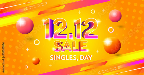 vector singles day sale 12.12
background banner template Shopping day sale poster geometry