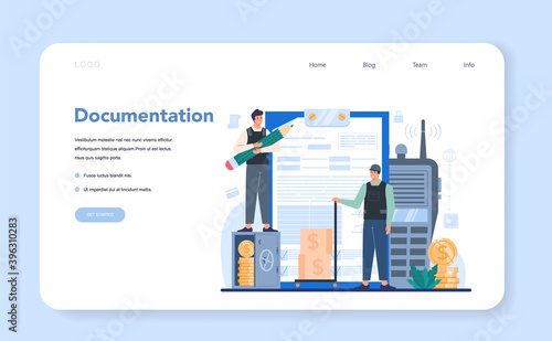 Encashment or collector web banner or landing page. Money