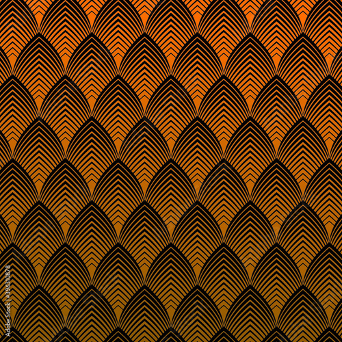 Vector illustration of seamless pattern in art deco style. Golden texture.