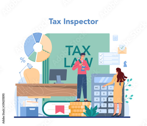 Tax inspector concept. Idea of accounting and payment. Tax