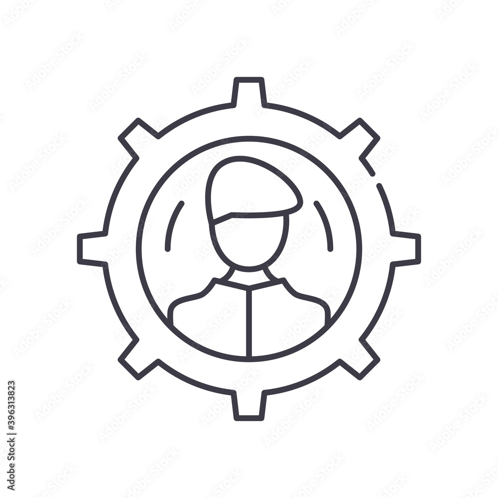 Hr administrator icon, linear isolated illustration, thin line vector, web design sign, outline concept symbol with editable stroke on white background. Hr administrator icon, linear isolated illustration, thin line vector, web design sign, outline concept symbol with editable stroke on white background.