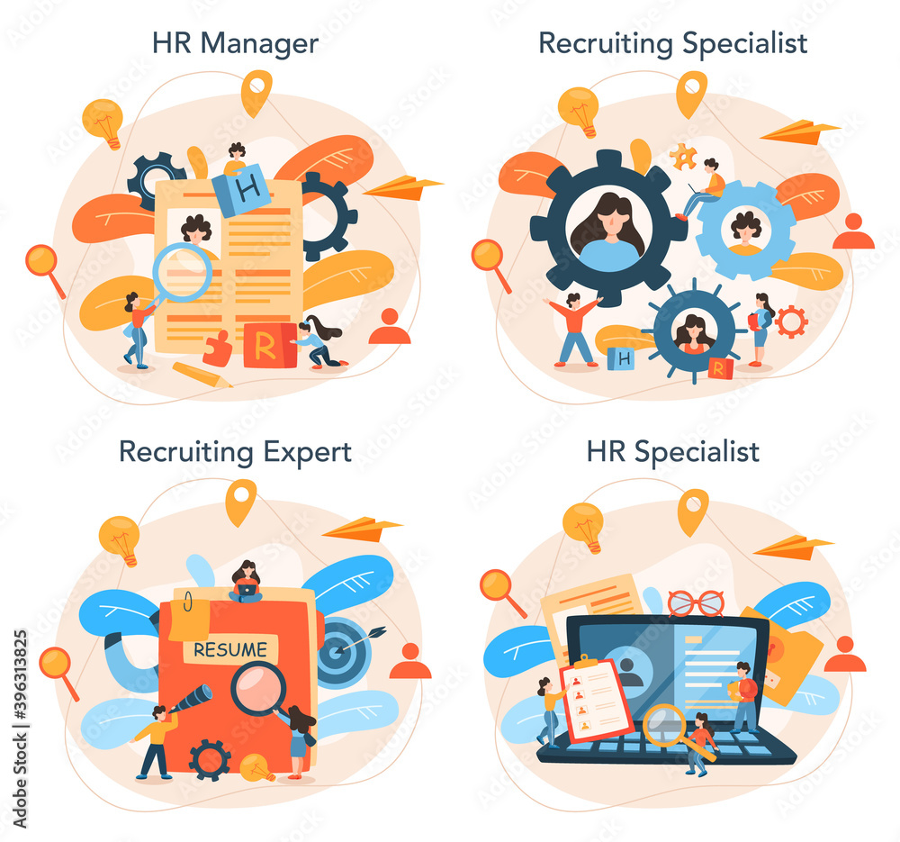 Human resources manager concept set. Idea of recruitment