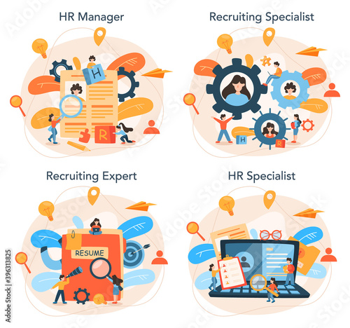 Human resources manager concept set. Idea of recruitment