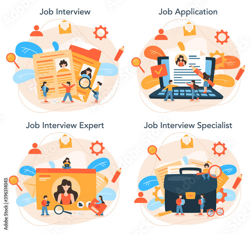 Job interview concept set. Idea of employment and hiring.