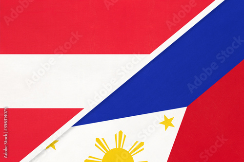 Austria and Philippines, symbol of national flags from textile.