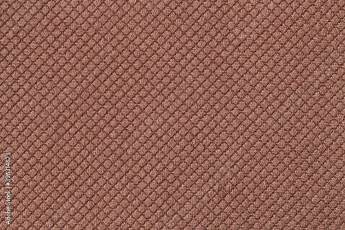 Принти на полотні Texture of dark brown fluffy fabric background with rhomboid pattern, macro