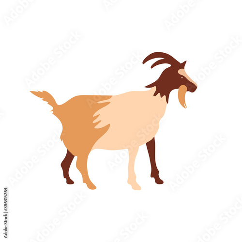Goat silhouette made of multi-colored segments. Farm illustration.