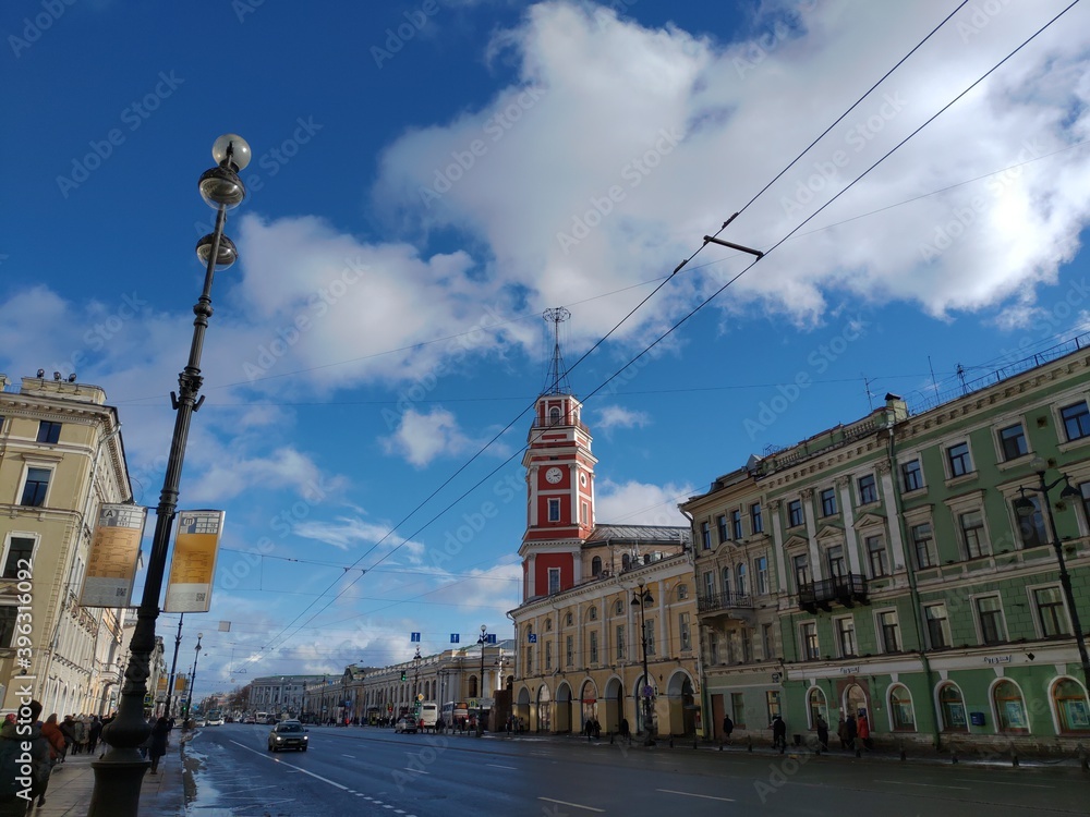 Saint Petersburg Russia - 6 March 2019: Buildings of the city of Saint Petersburg