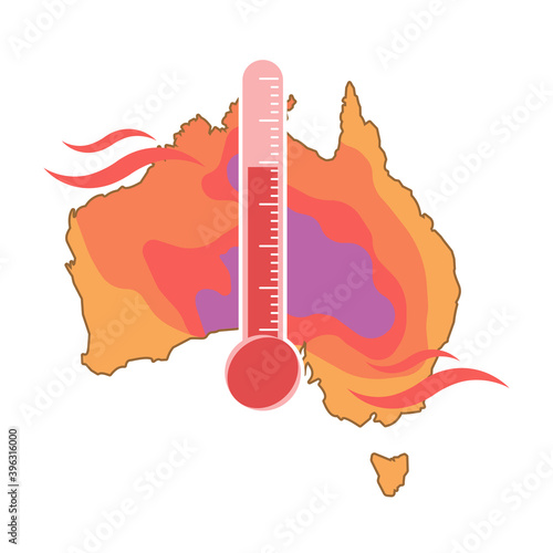 Heatwave condition in Australia. Flat style illustration.