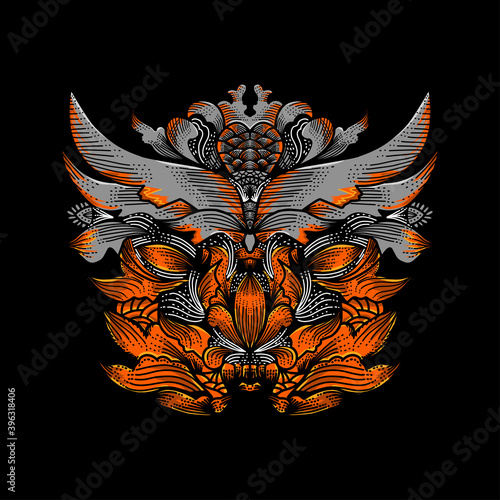 mask ornament vector design illustration for t-shirt, background