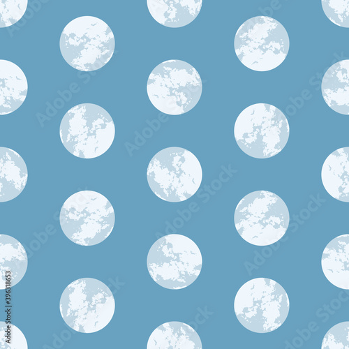 Full moon vector background pattern. Abstract textured circles seamless illustration.