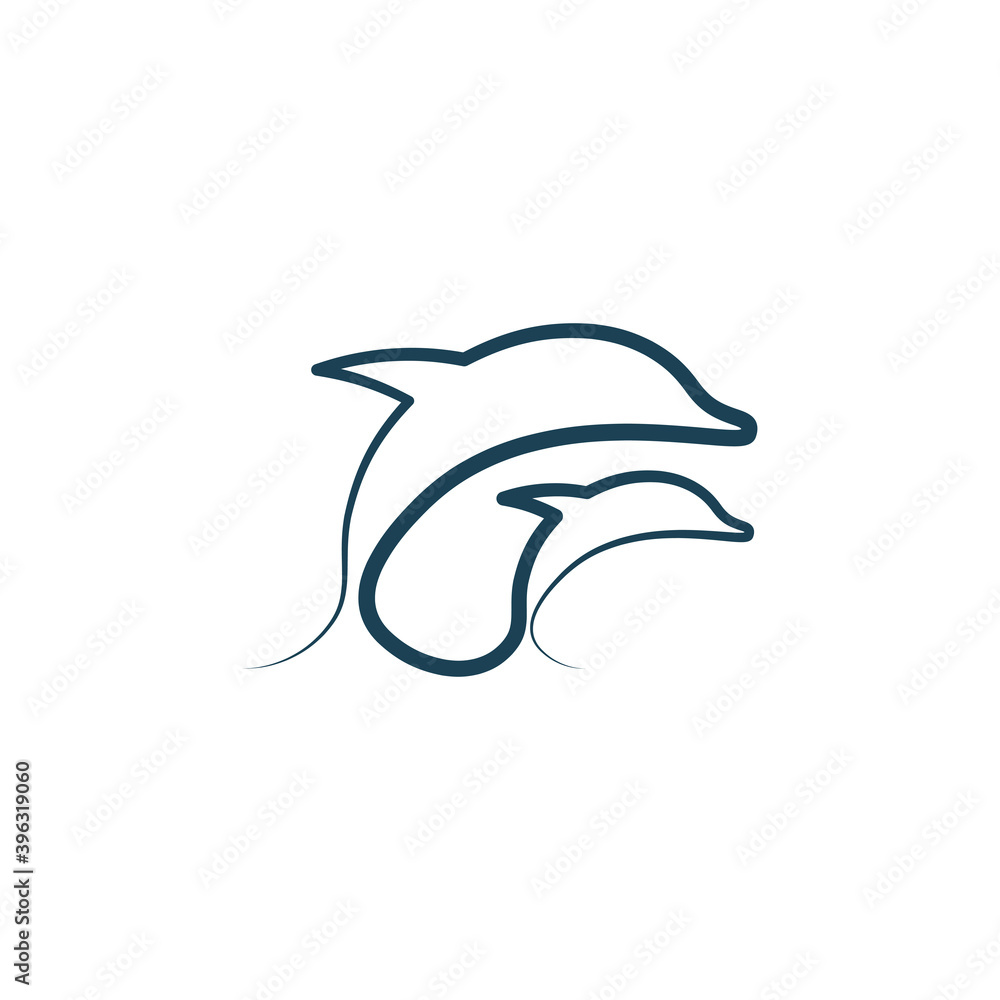 Fototapeta premium dolphins line icon vector illustration design