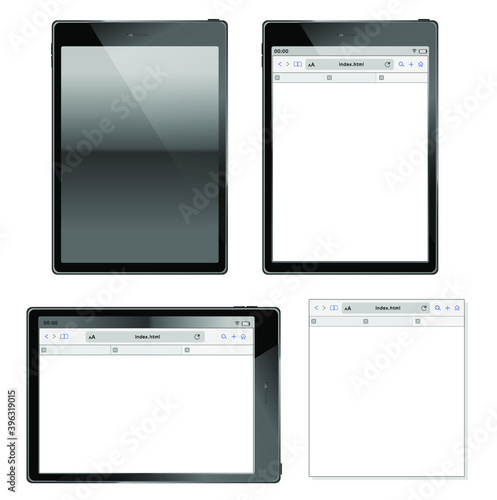 インターネットブラウザを開いたタブレット
