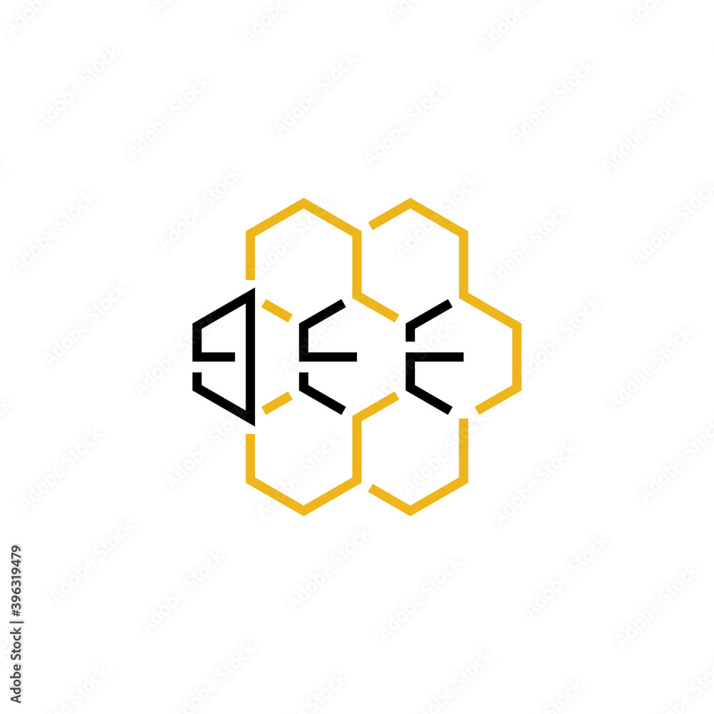 honeycomb with bee text logo icon vector design honeycomb with bee text logo icon vector design
