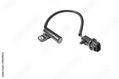 car engine crankshaft position sensor on isolated white background.