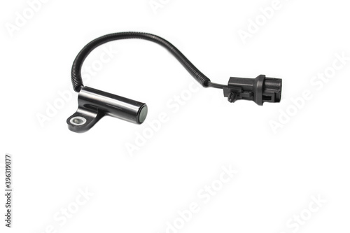 Foto car engine crankshaft position sensor on isolated white background