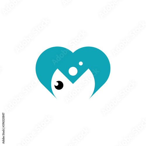 letter m fish heart logo icon vector design