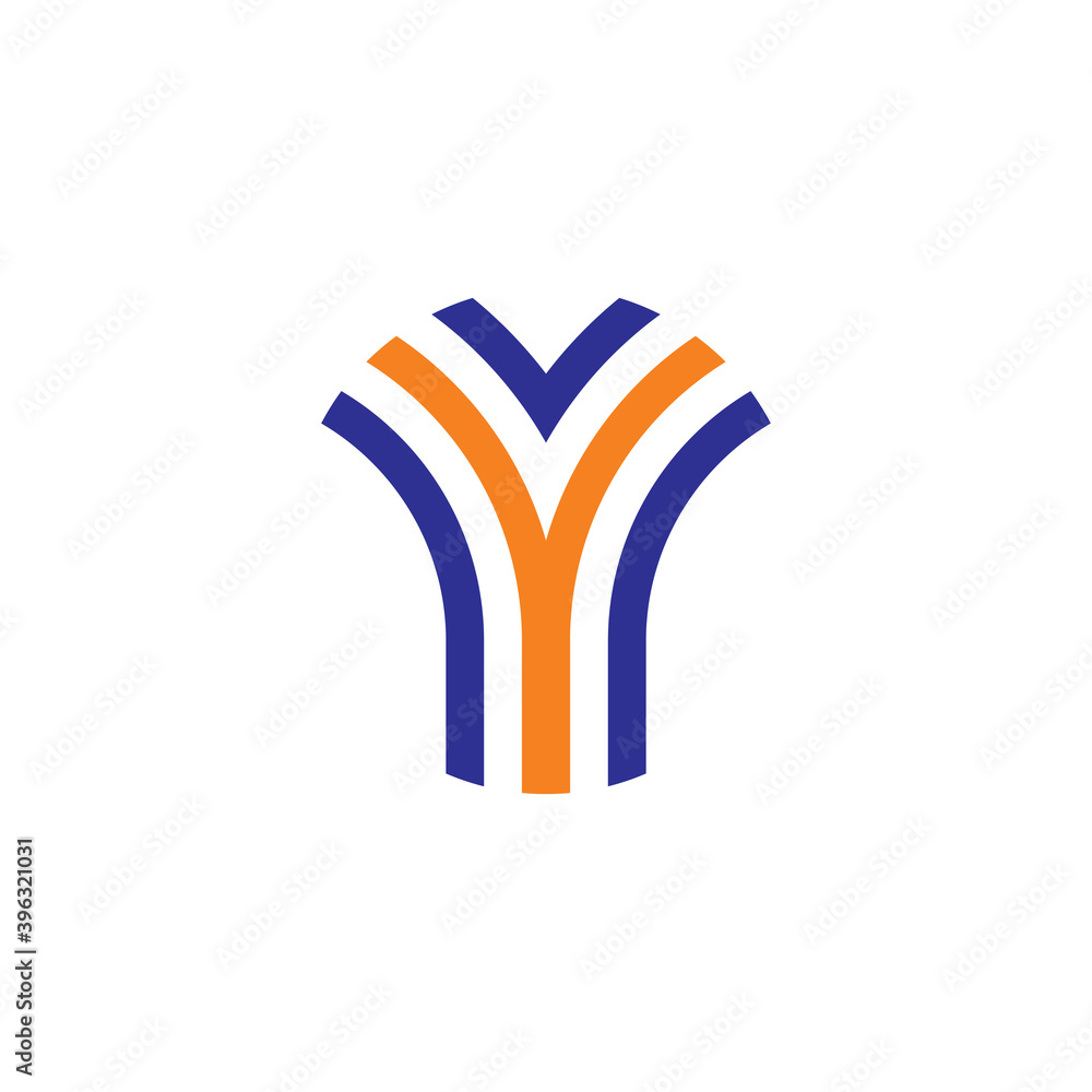 Fototapeta premium letter y blue orange logo vector icon design