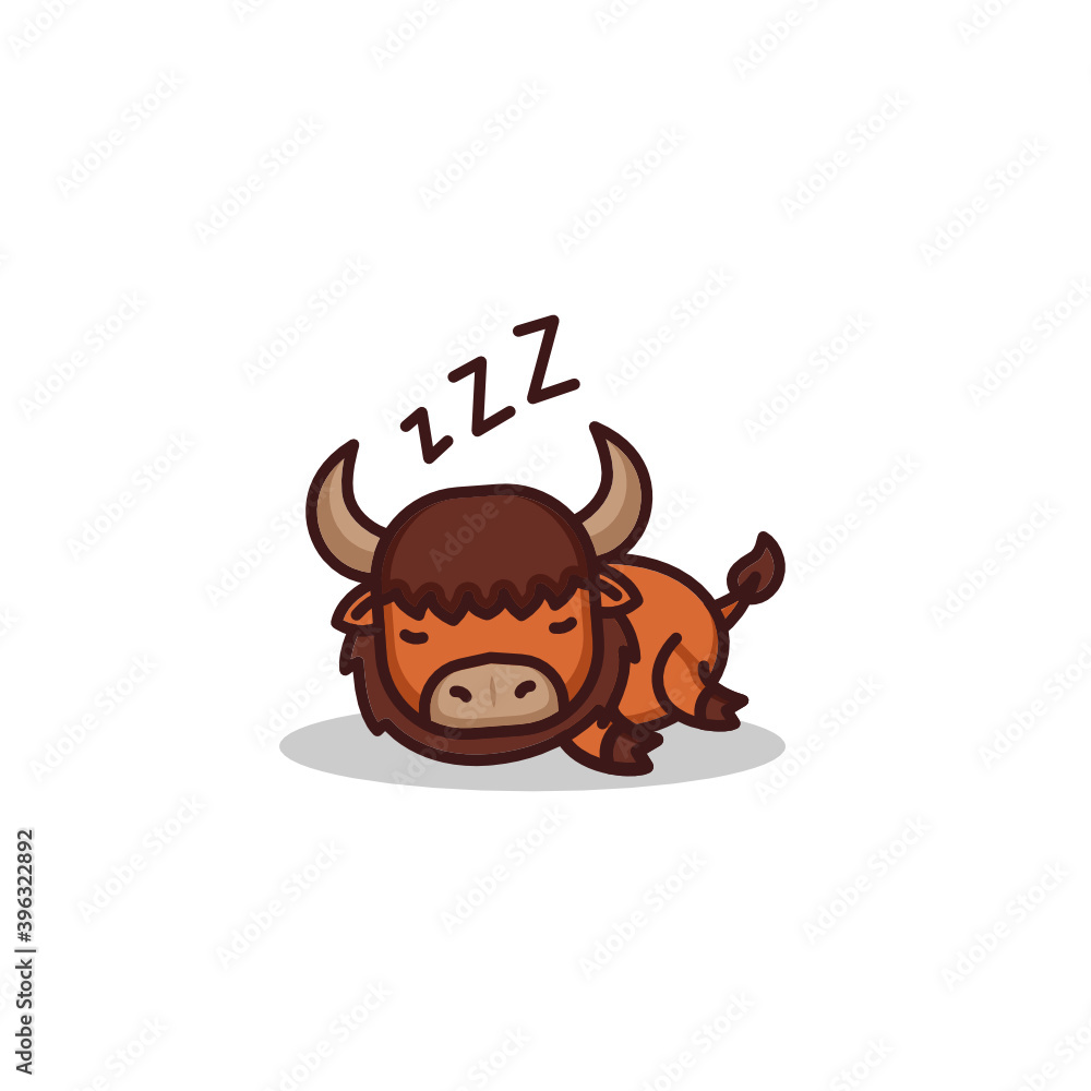 Cute baby bison mascot design