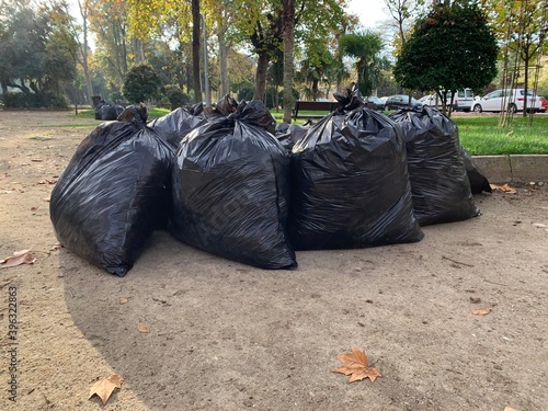 garbage bags in the park