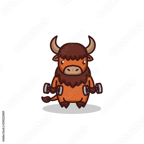 Cute baby bison mascot design