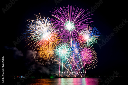 Fireworks light up the sky during the New Year festivities.