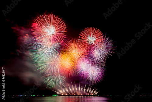 Fireworks light up the sky during the New Year festivities.
