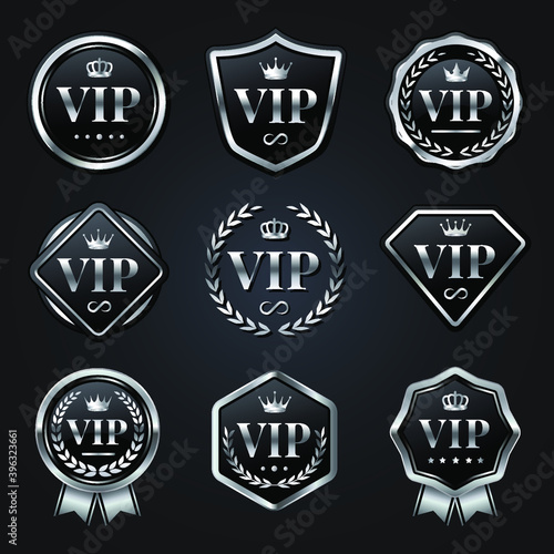 set of VIP silver badge labels