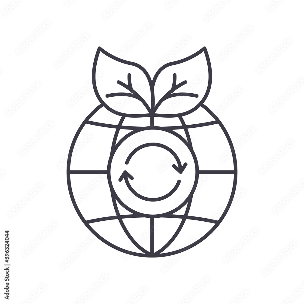 Green world concept icon, linear isolated illustration, thin line vector, web design sign, outline concept symbol with editable stroke on white background. Green world concept icon, linear isolated illustration, thin line vector, web design sign, outline concept symbol with editable stroke on white background.