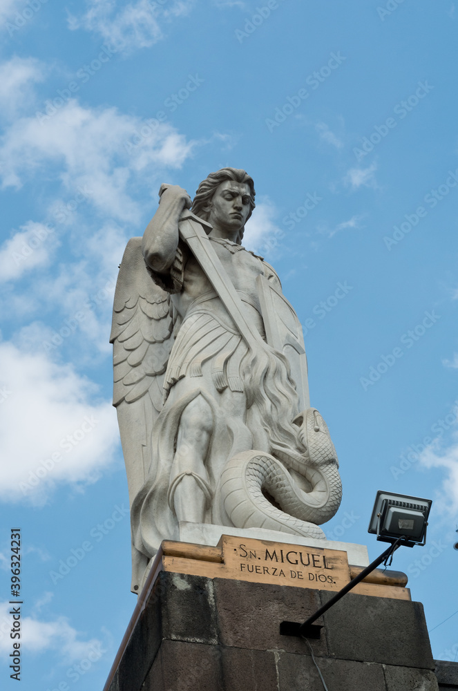Statue of the Archangel Michael near the Basilica of Guadalupe in